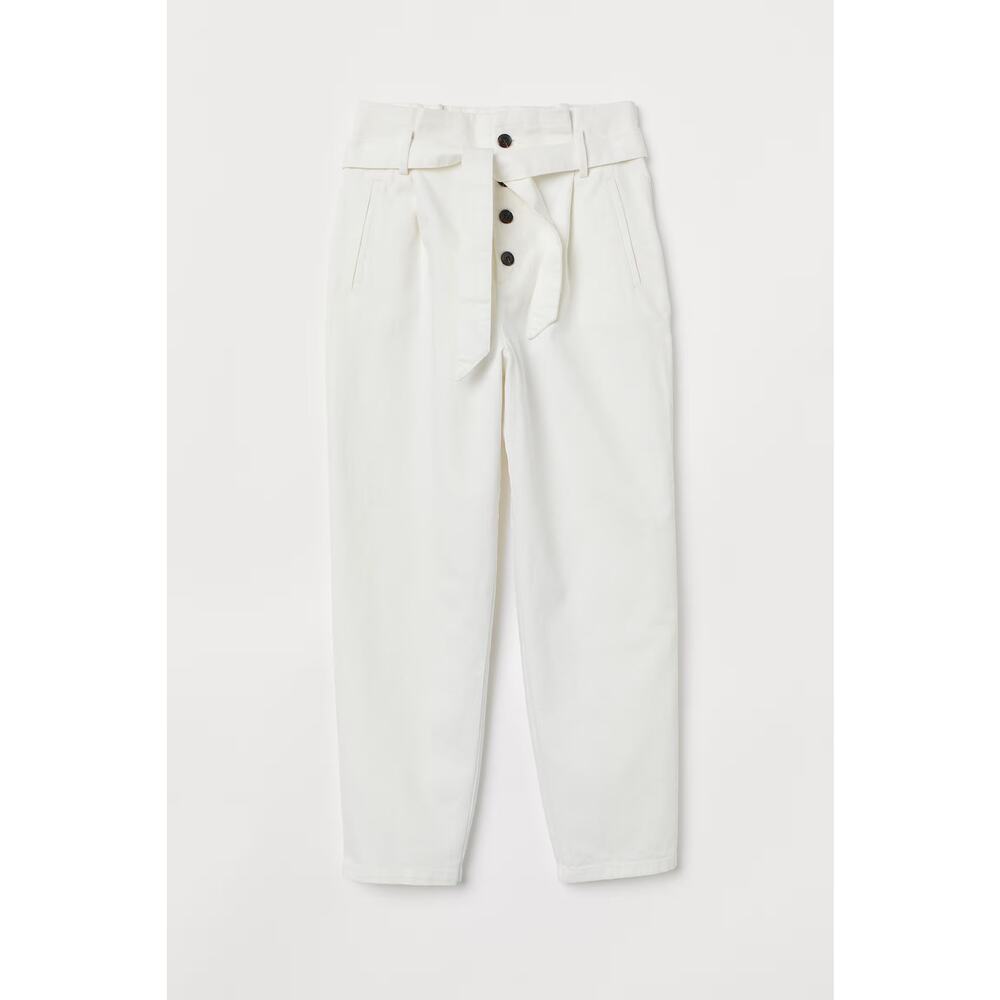 H&M white paper bag pants